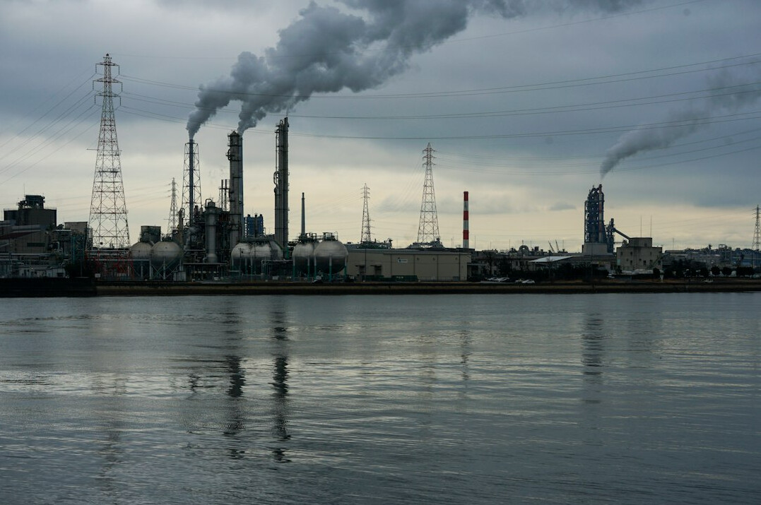 polluted river near factory